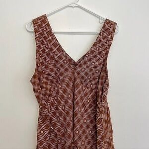 Brown Plaid Sleeveless Dress